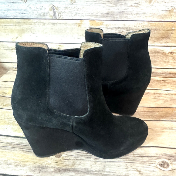 Corso Como Womens Black Suede Platform Wedge Pull On Ankle Boots 8M - Picture 5 of 8